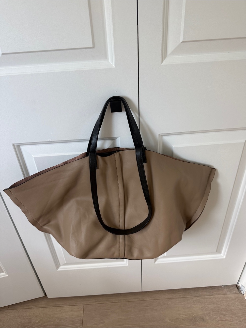 AllSaints Beige Tote with Black Straps